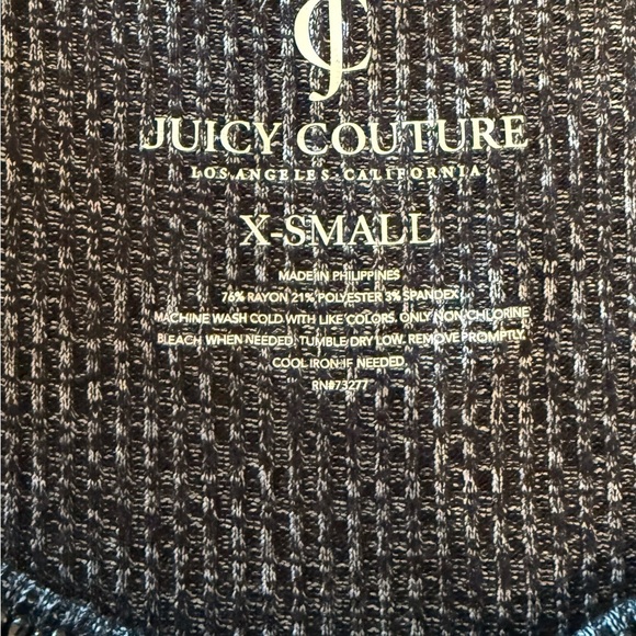 NWT JUICY COUTURE Sweater Dress Heather Gray Black Rhinestones Cold Shoulder XS - Picture 6 of 14
